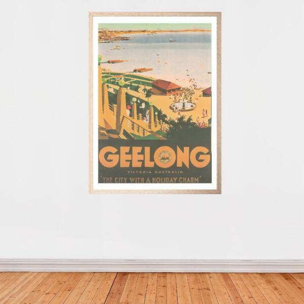 Vintage Geelong Paper Print- Natural Frame White Border